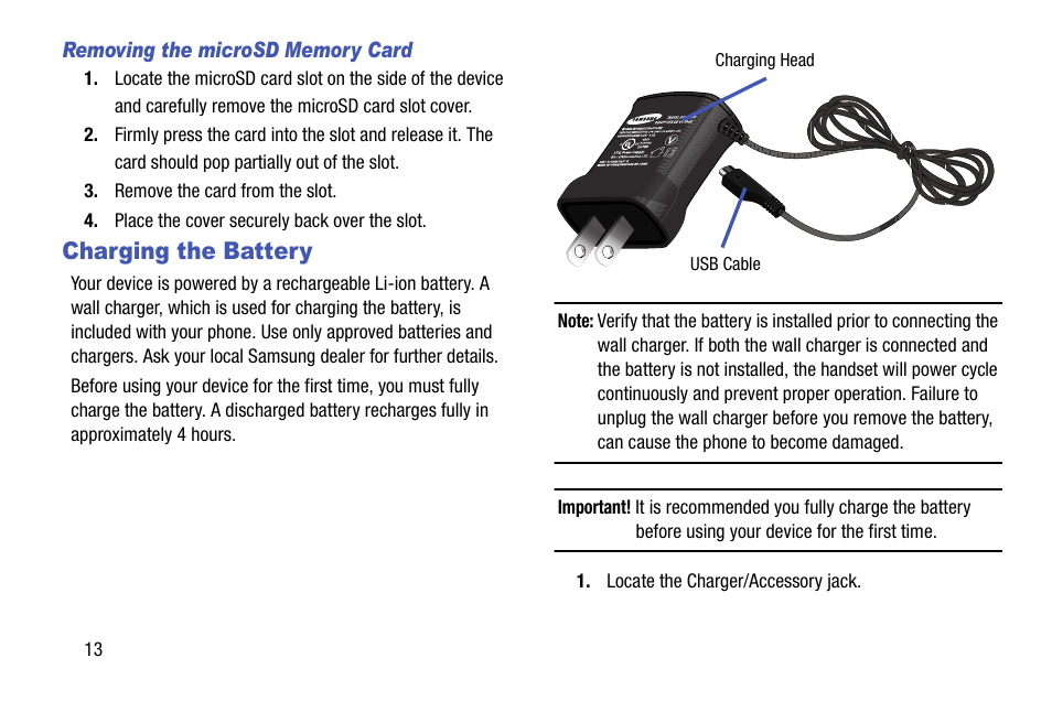 Charging the battery | Samsung SGH-T599DAATMB User Manual | Page 18 / 340