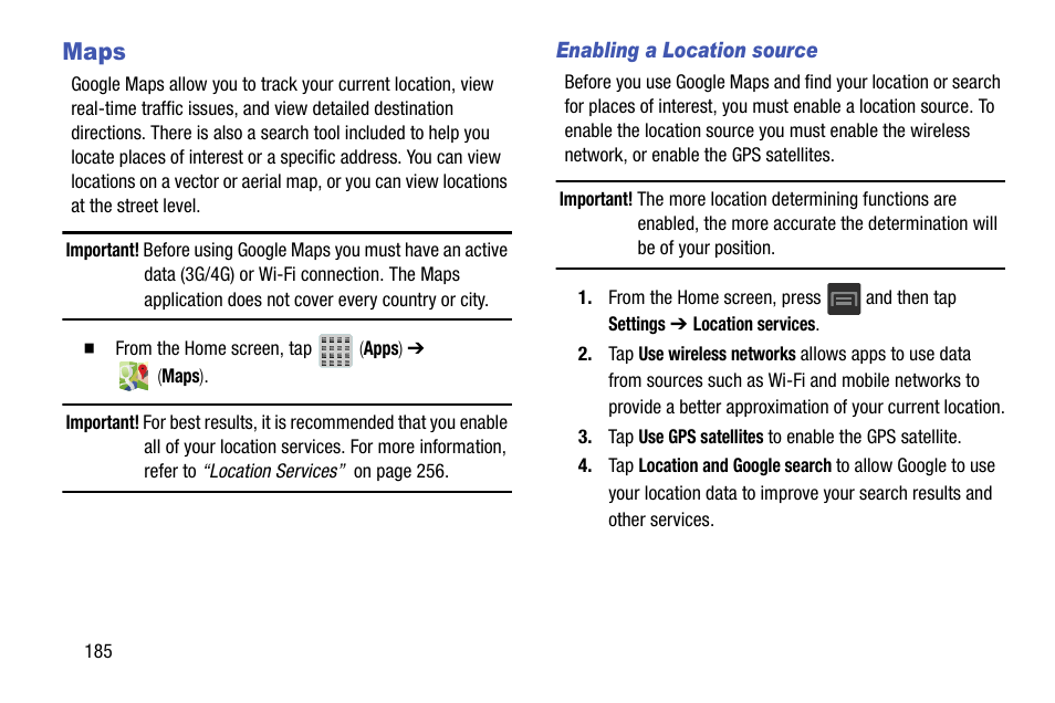 Maps | Samsung SGH-T599DAATMB User Manual | Page 190 / 340