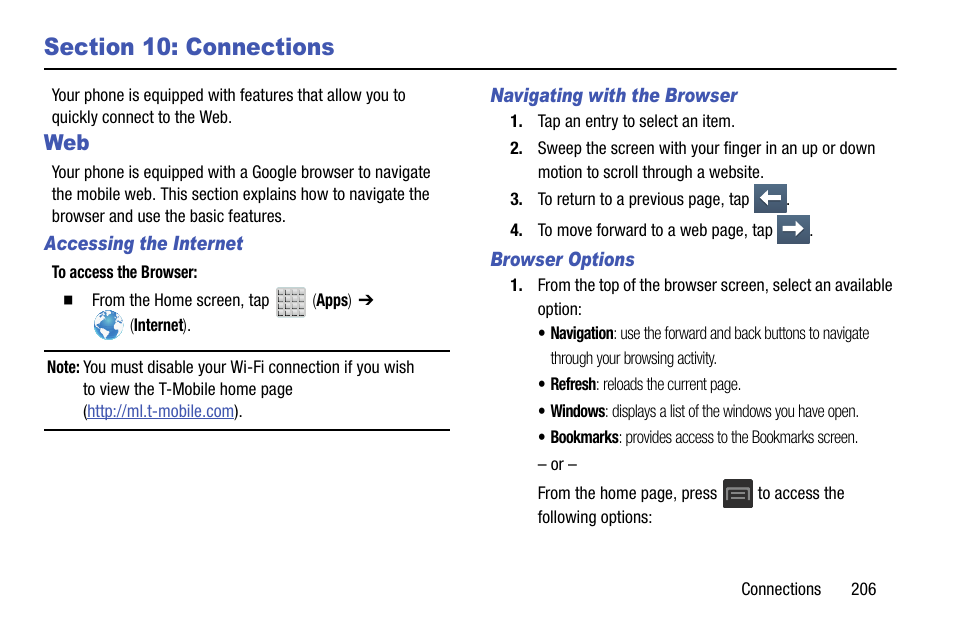 Section 10: connections | Samsung SGH-T599DAATMB User Manual | Page 211 / 340