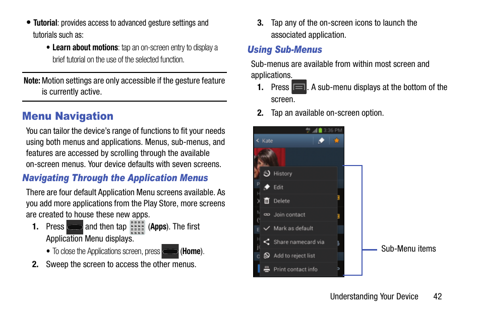 Menu navigation | Samsung SGH-T599DAATMB User Manual | Page 47 / 340