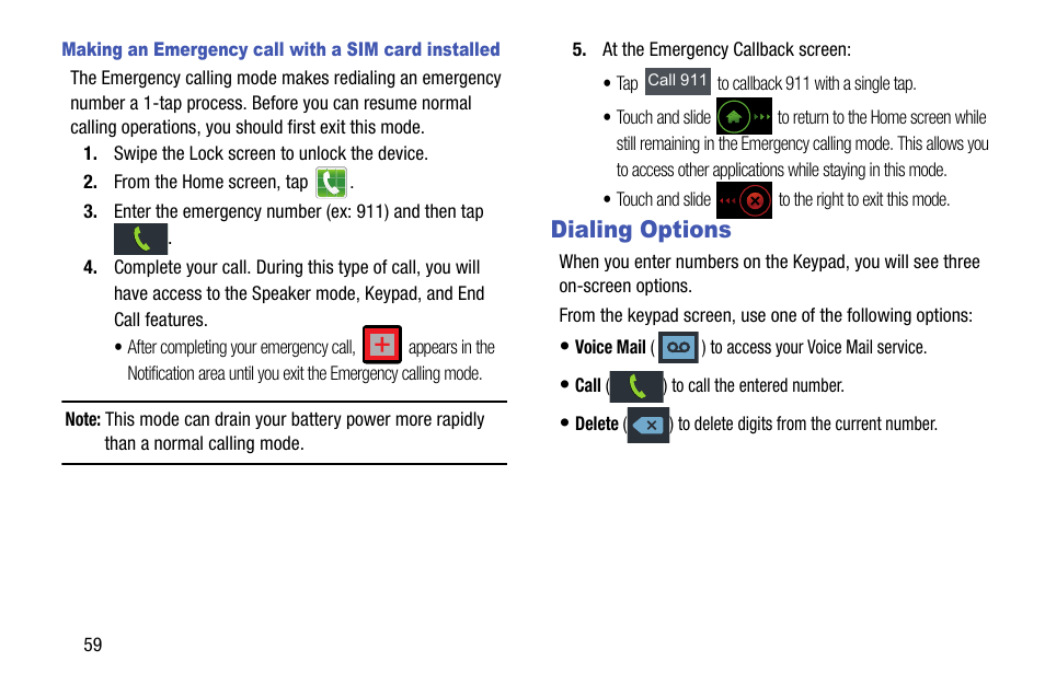 Dialing options | Samsung SGH-T599DAATMB User Manual | Page 64 / 340