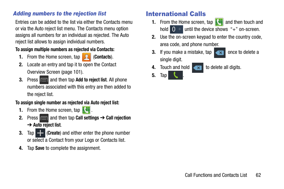 International calls | Samsung SGH-T599DAATMB User Manual | Page 67 / 340