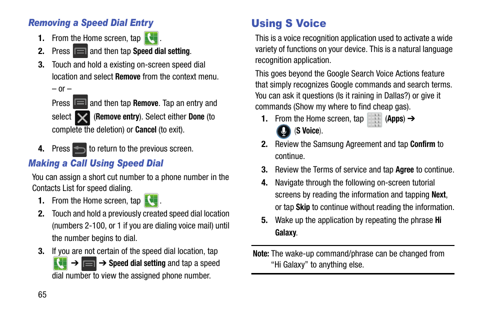 Using s voice | Samsung SGH-T599DAATMB User Manual | Page 70 / 340