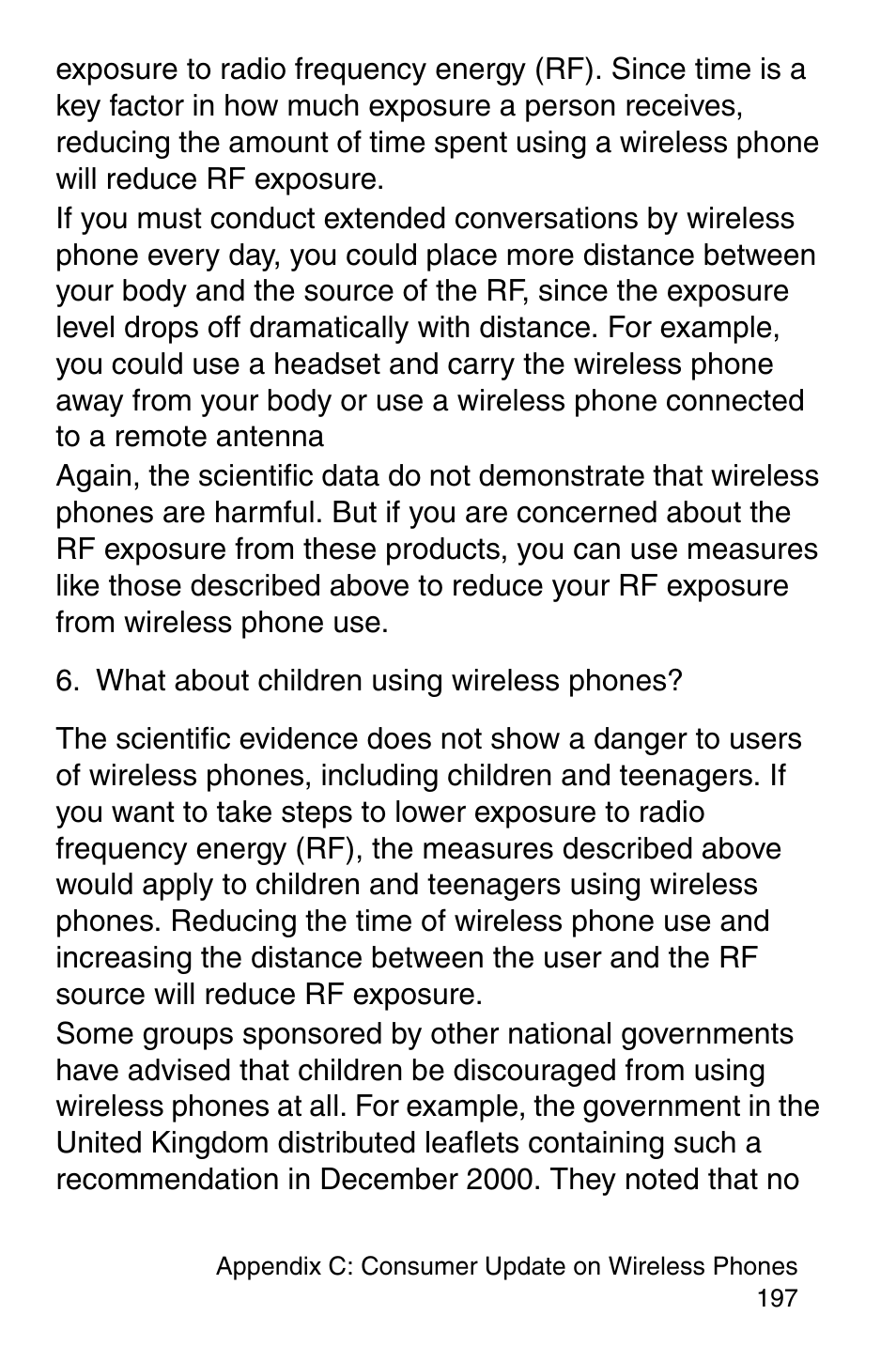 What about children using wireless phones | Samsung SGH-C207CSACIN User Manual | Page 198 / 219