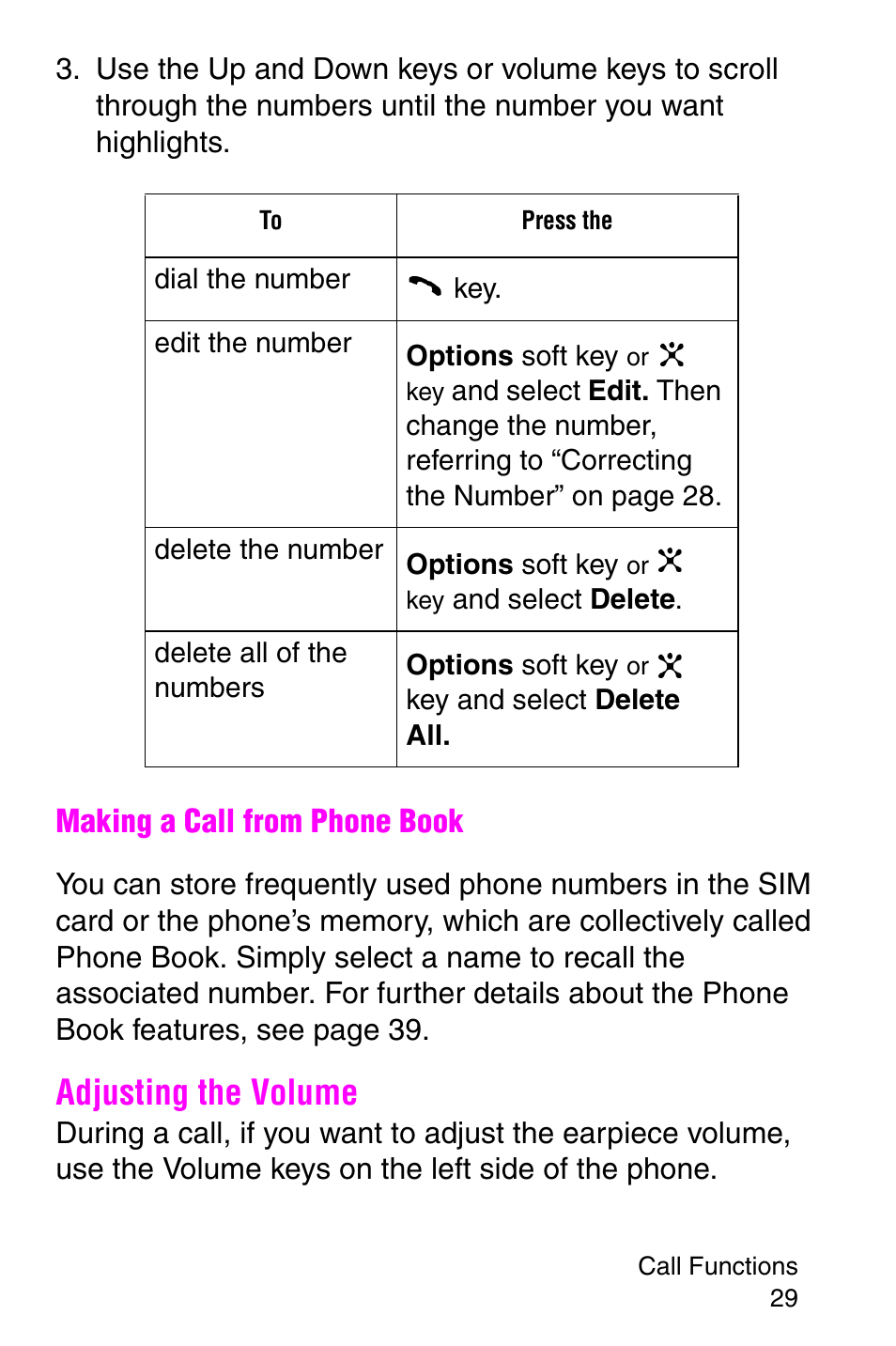 Adjusting the volume | Samsung SGH-C207CSACIN User Manual | Page 30 / 219