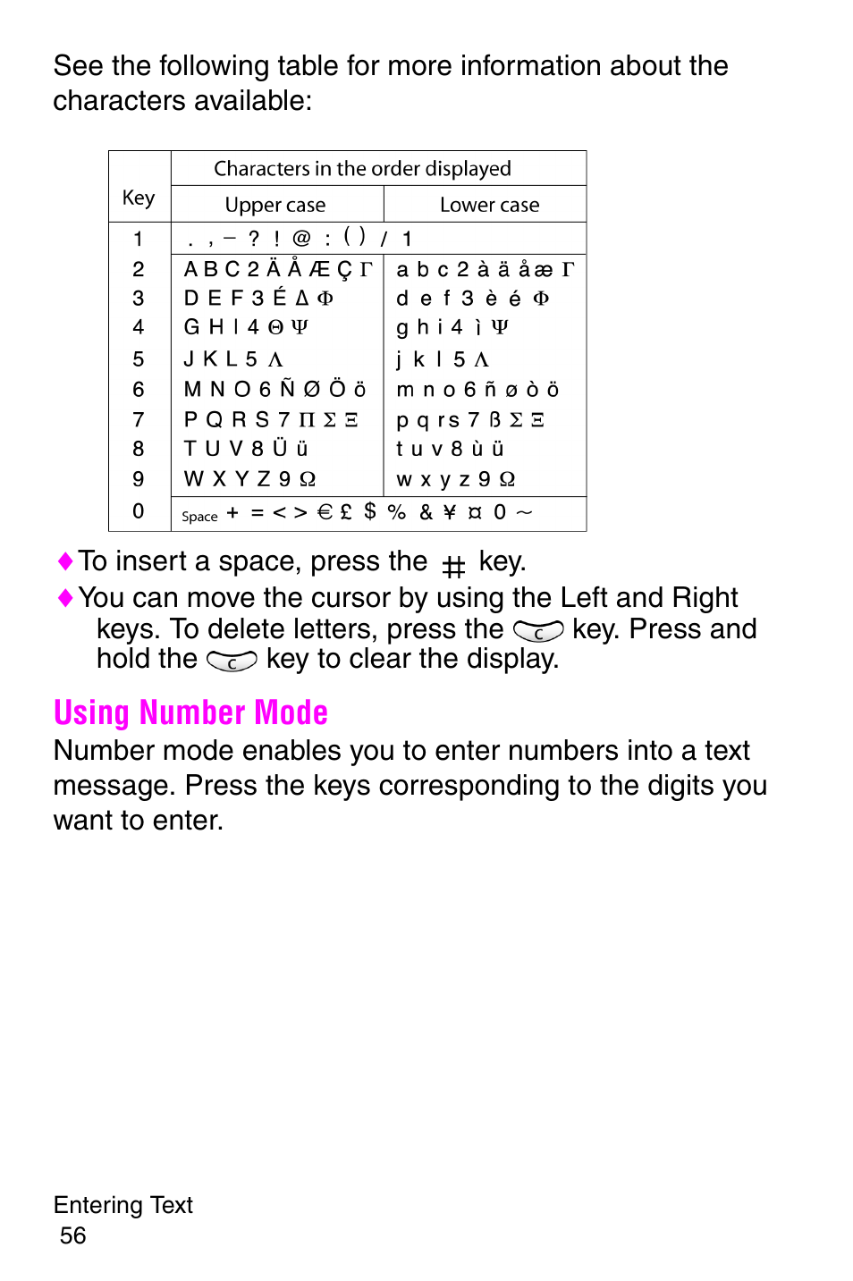 Using number mode | Samsung SGH-C207CSACIN User Manual | Page 57 / 219