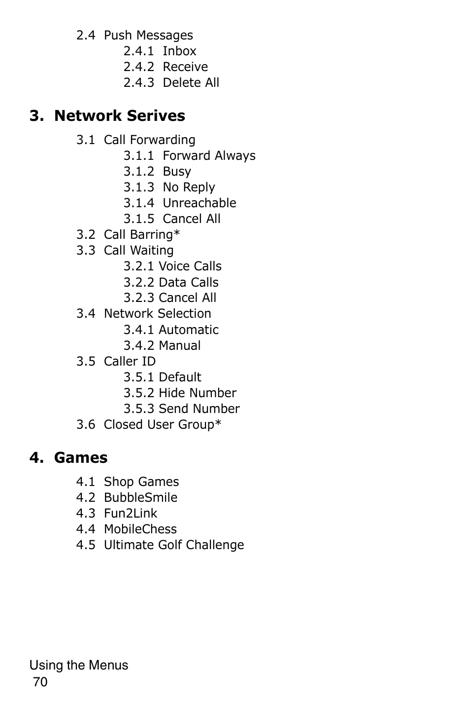 Network serives, Games | Samsung SGH-C207CSACIN User Manual | Page 71 / 219