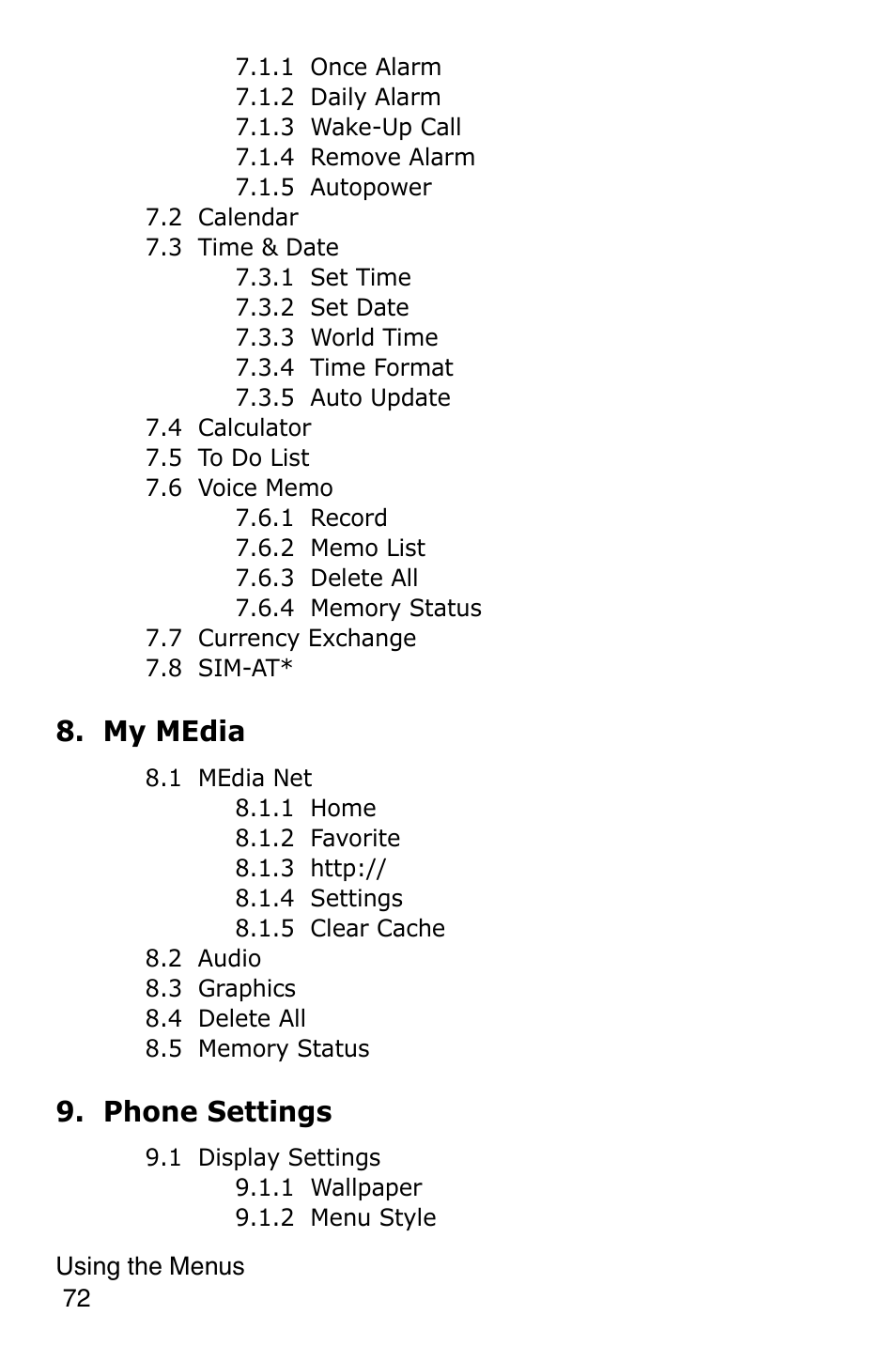 My media, Phone settings | Samsung SGH-C207CSACIN User Manual | Page 73 / 219