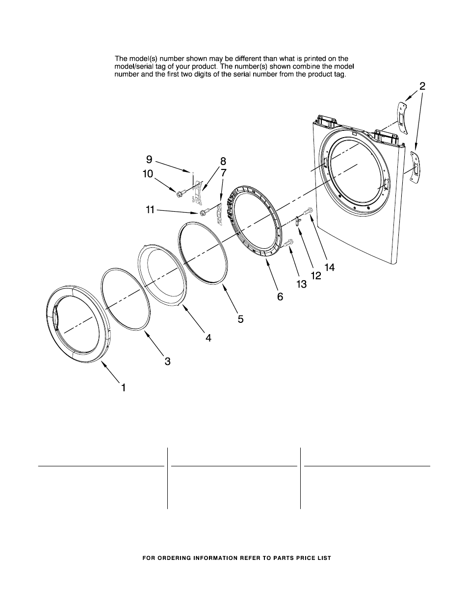 Door, Door parts | Amana NED7200TW10 User Manual | Page 7 / 8
