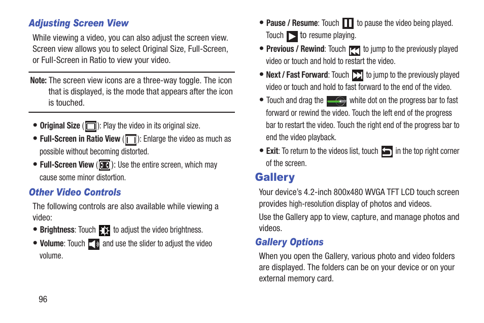 Gallery, Een view). for more, Information, refer to “adjusting screen view” on | Samsung YP-GI1CB-XAA User Manual | Page 100 / 214