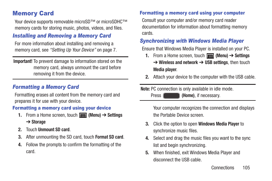 Memory card | Samsung YP-GI1CB-XAA User Manual | Page 109 / 214