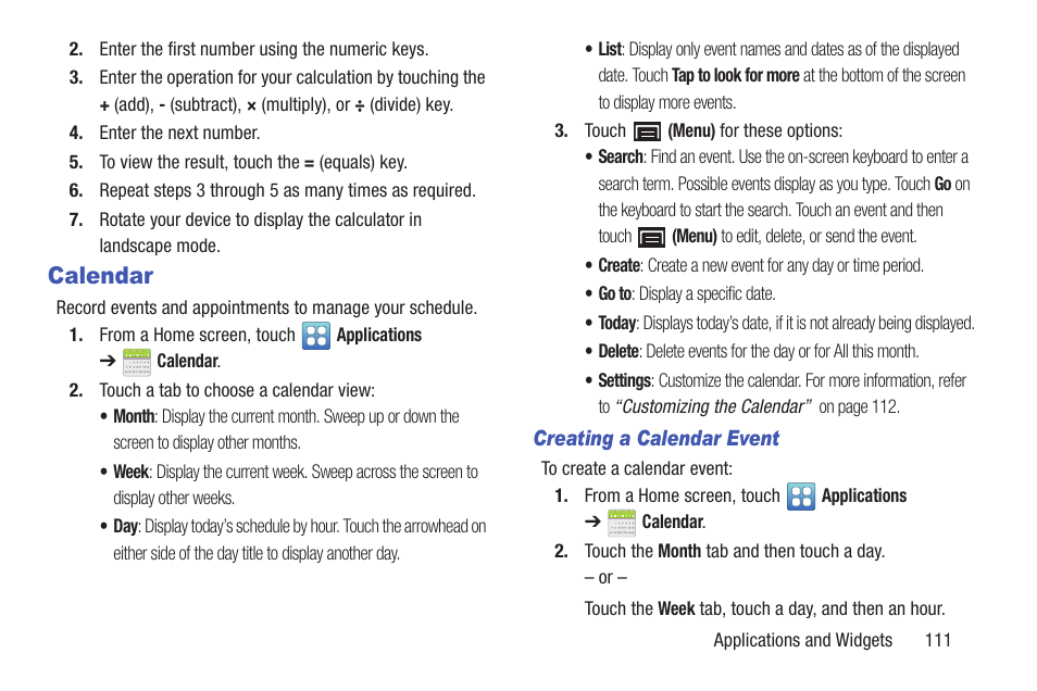 Calendar | Samsung YP-GI1CB-XAA User Manual | Page 115 / 214