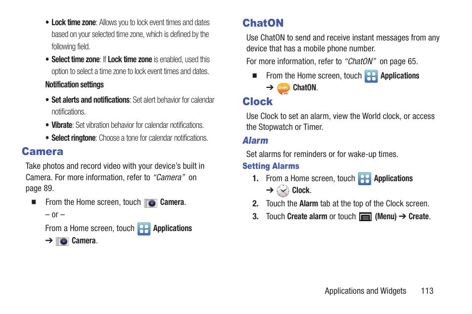 Camera, Chaton, Clock | Camera chaton clock | Samsung YP-GI1CB-XAA User Manual | Page 117 / 214