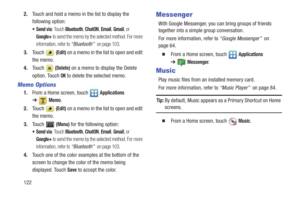 Messenger, Music, Messenger music | Samsung YP-GI1CB-XAA User Manual | Page 126 / 214