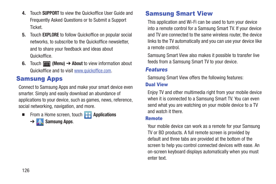 Samsung apps, Samsung smart view, Samsung apps samsung smart view | Samsung YP-GI1CB-XAA User Manual | Page 130 / 214