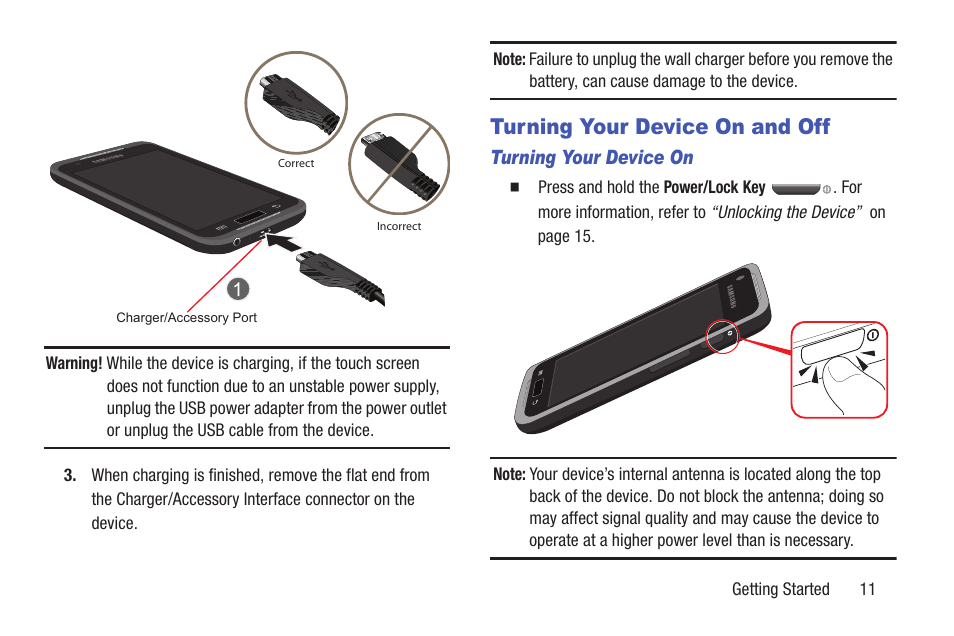 Turning your device on and off | Samsung YP-GI1CB-XAA User Manual | Page 15 / 214
