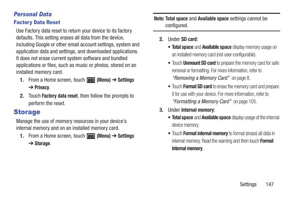 Storage | Samsung YP-GI1CB-XAA User Manual | Page 151 / 214