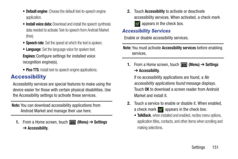 Accessibility | Samsung YP-GI1CB-XAA User Manual | Page 155 / 214