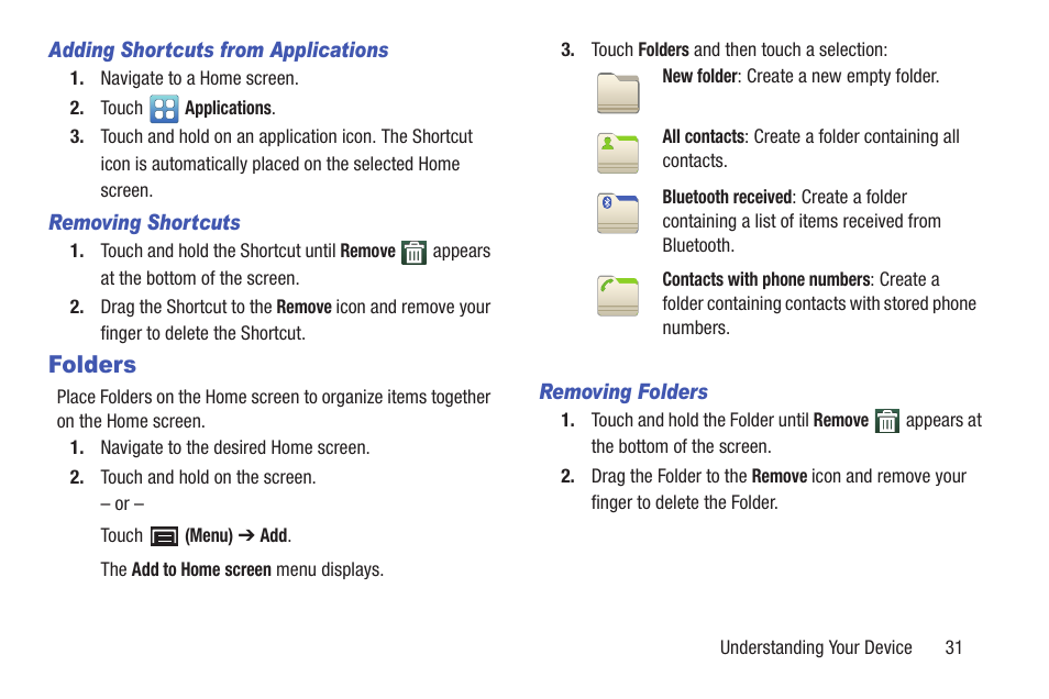 Folders | Samsung YP-GI1CB-XAA User Manual | Page 35 / 214