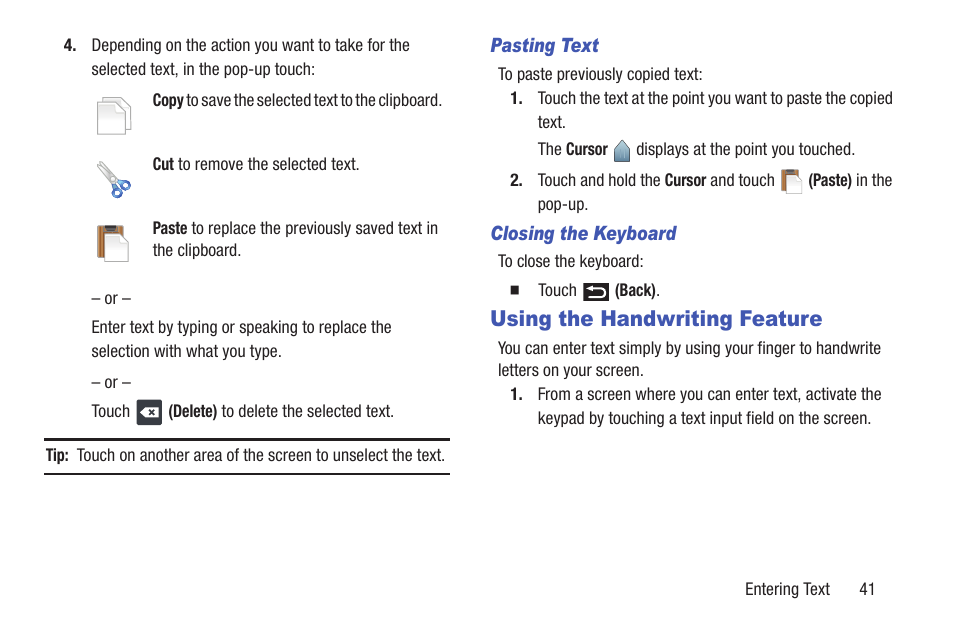 Using the handwriting feature | Samsung YP-GI1CB-XAA User Manual | Page 45 / 214