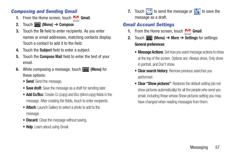 For more information, refer to “composing and | Samsung YP-GI1CB-XAA User Manual | Page 61 / 214