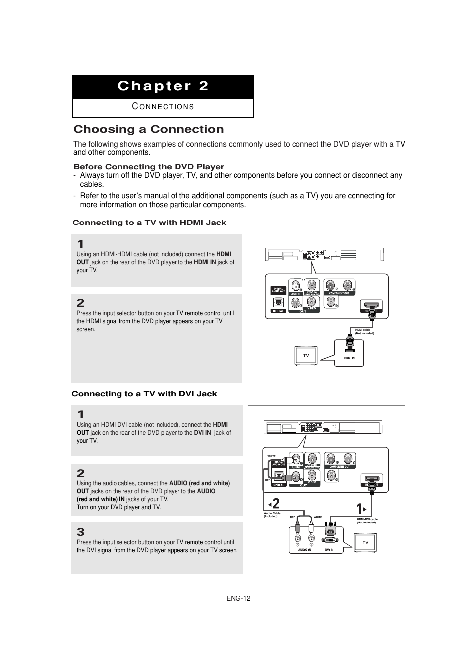 Choosing a connection | Samsung DVD-1080P8-XAA User Manual | Page 12 / 103