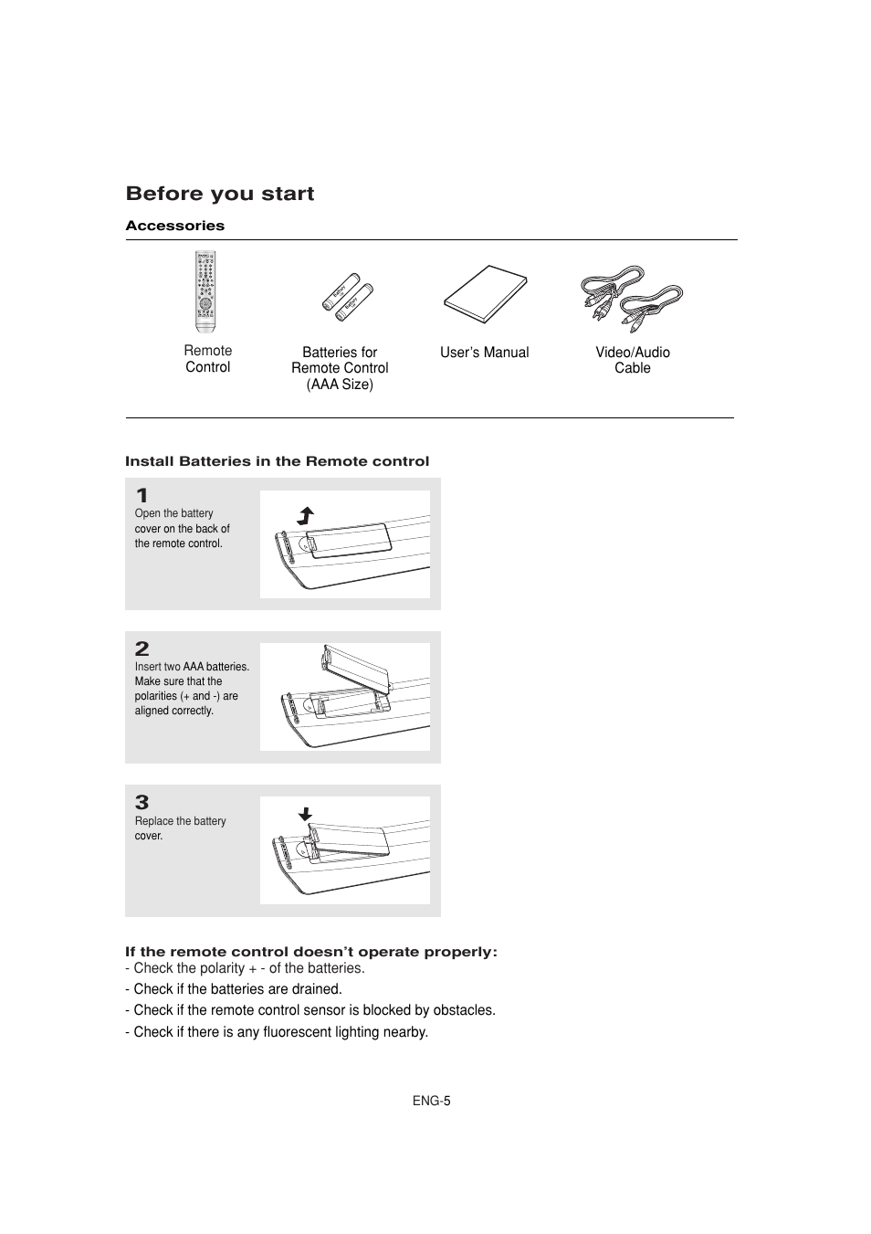 Before you start | Samsung DVD-1080P8-XAA User Manual | Page 5 / 103