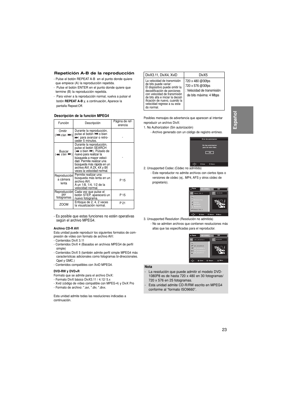 Español | Samsung DVD-1080P8-XAA User Manual | Page 86 / 103