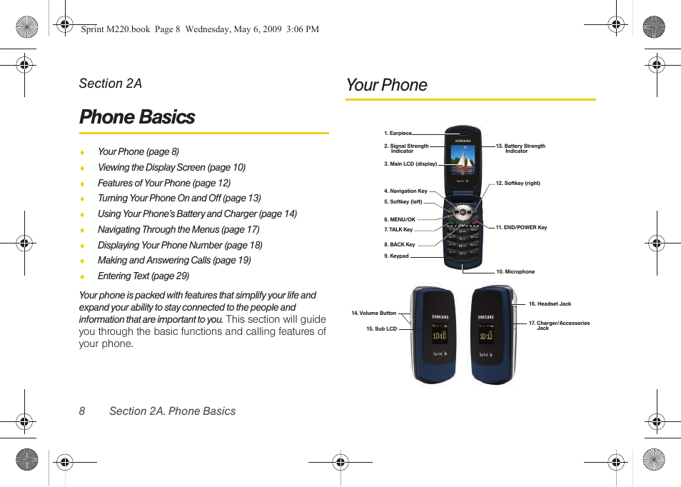 Phone basics, Your phone, 2a. phone basics | Samsung SPH-M220DAASPR User Manual | Page 22 / 151