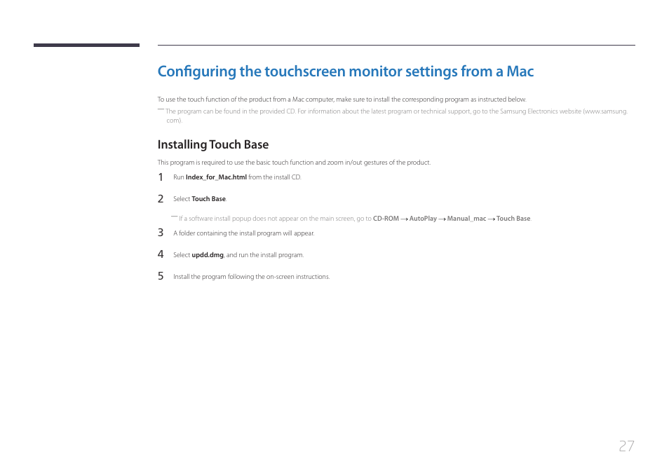 Installing touch base | Samsung LS24C770TS-ZA User Manual | Page 27 / 60