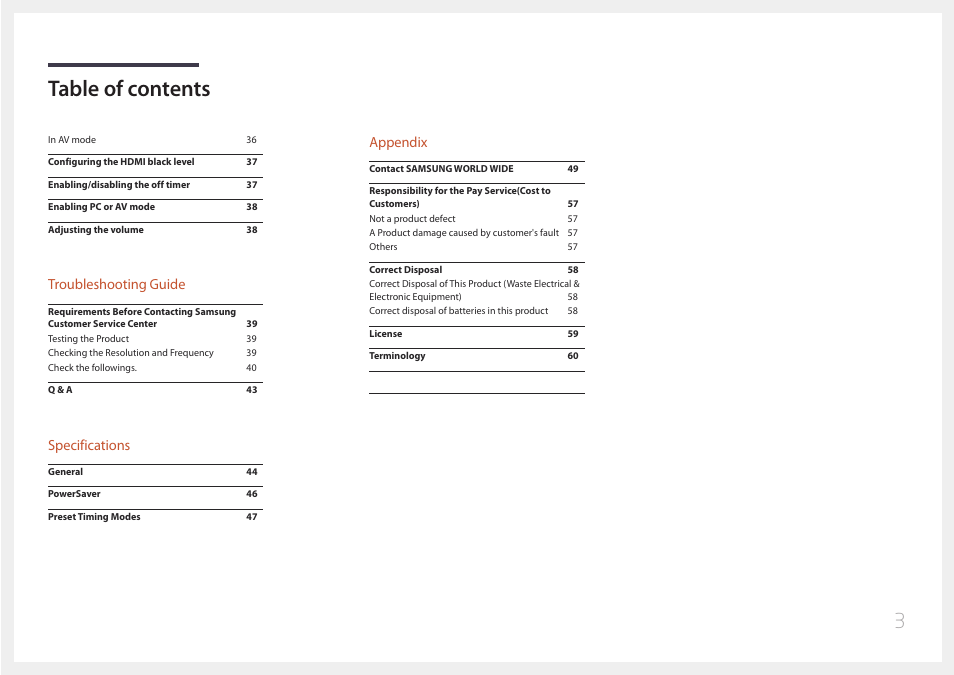 Samsung LS24C770TS-ZA User Manual | Page 3 / 60