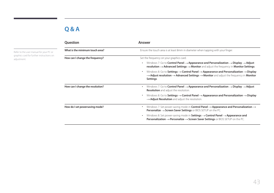 Q & a | Samsung LS24C770TS-ZA User Manual | Page 43 / 60