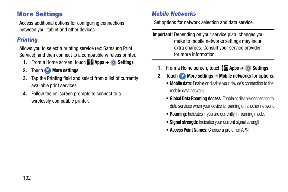 More settings | Samsung SM-P605VZKEVZW User Manual | Page 109 / 144
