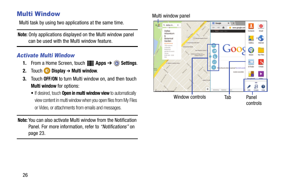 Multi window | Samsung SM-P605VZKEVZW User Manual | Page 33 / 144