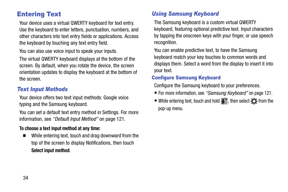 Entering text | Samsung SM-P605VZKEVZW User Manual | Page 41 / 144