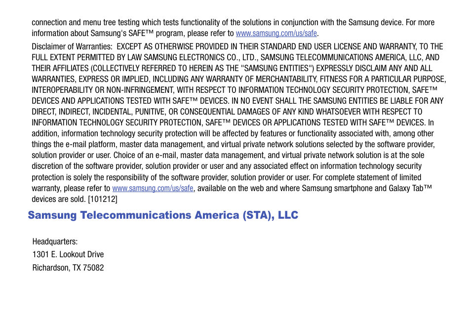 Samsung telecommunications america (sta), llc | Samsung SM-P605VZKEVZW User Manual | Page 5 / 144