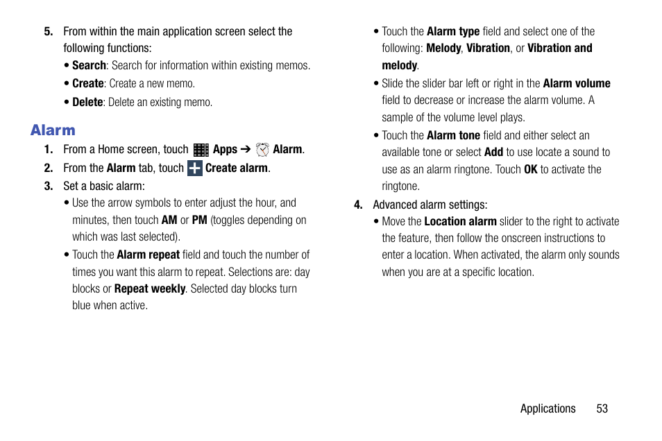 Alarm | Samsung SM-P605VZKEVZW User Manual | Page 60 / 144