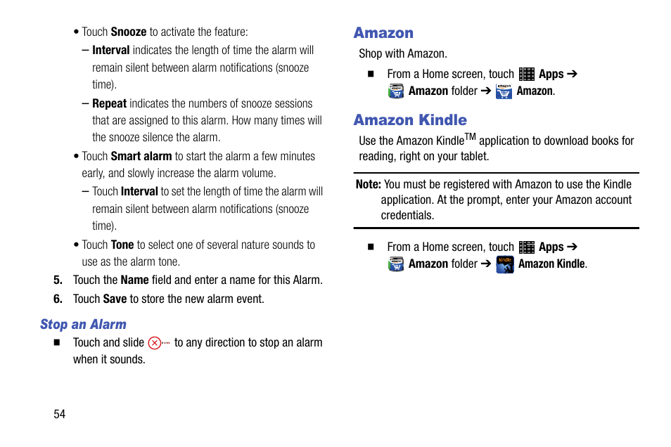 Amazon, Amazon kindle, Amazon amazon kindle | Samsung SM-P605VZKEVZW User Manual | Page 61 / 144