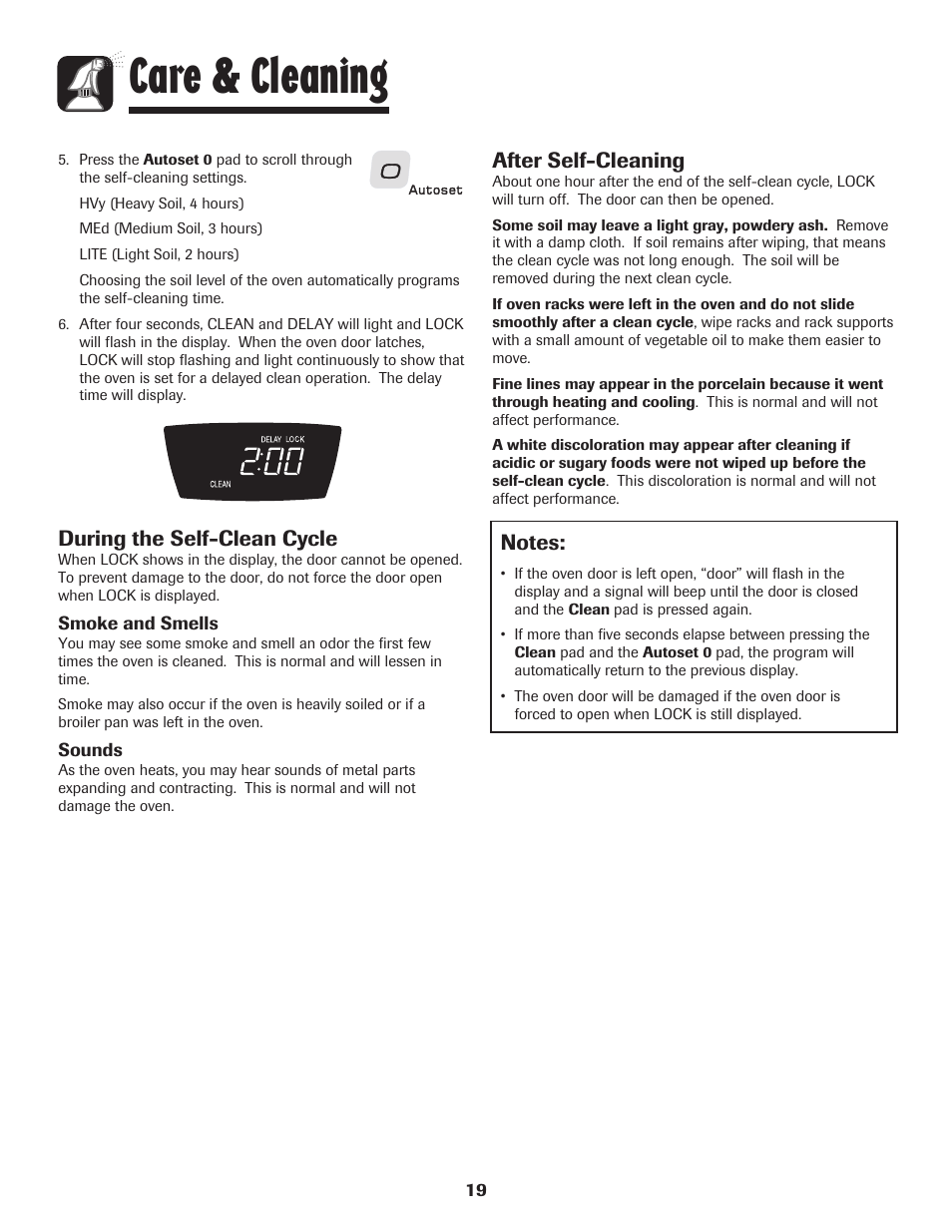 Care & cleaning, After self-cleaning, During the self-clean cycle | Amana EASY TOUCH CONTROL 800 User Manual | Page 20 / 84