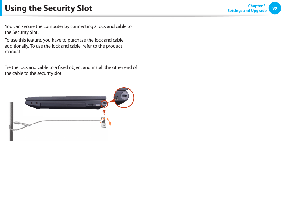 Using the security slot | Samsung NP600B4C-A01US User Manual | Page 100 / 143