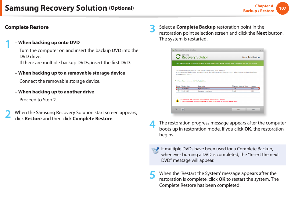 Samsung recovery solution | Samsung NP600B4C-A01US User Manual | Page 108 / 143