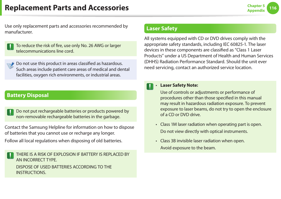 Replacement parts and accessories | Samsung NP600B4C-A01US User Manual | Page 117 / 143