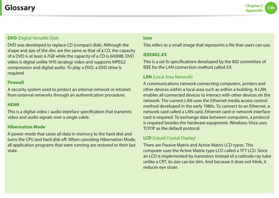 Glossary | Samsung NP600B4C-A01US User Manual | Page 140 / 143