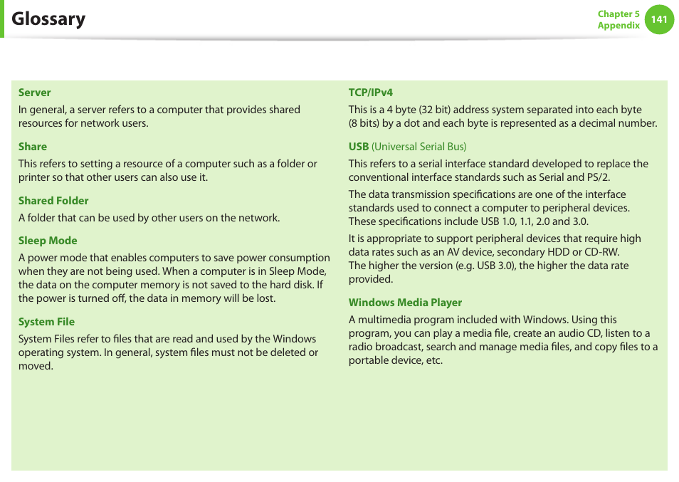 Glossary | Samsung NP600B4C-A01US User Manual | Page 142 / 143