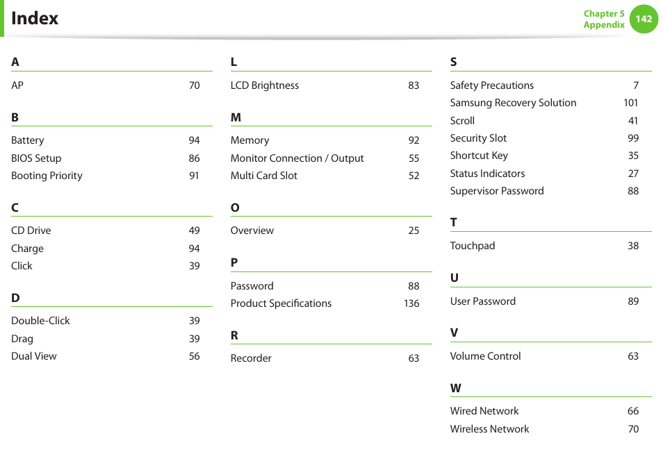 Index | Samsung NP600B4C-A01US User Manual | Page 143 / 143