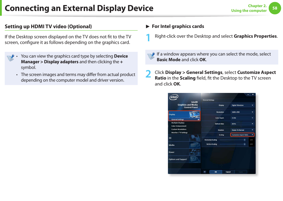 Connecting an external display device | Samsung NP600B4C-A01US User Manual | Page 59 / 143