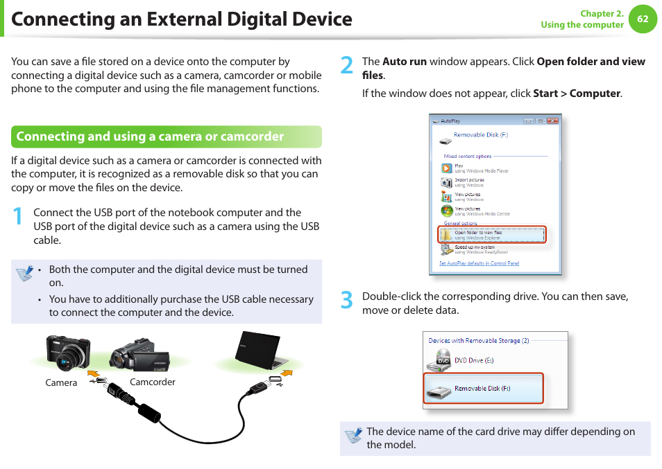 Connecting an external digital device | Samsung NP600B4C-A01US User Manual | Page 63 / 143