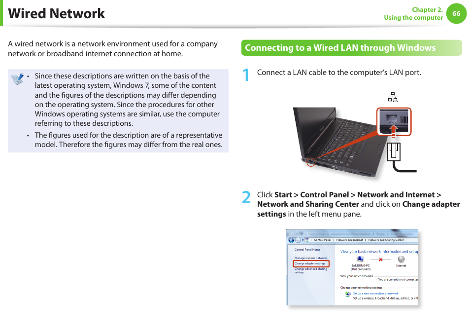 Wired network | Samsung NP600B4C-A01US User Manual | Page 67 / 143