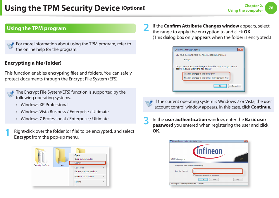 Using the tpm security device | Samsung NP600B4C-A01US User Manual | Page 79 / 143