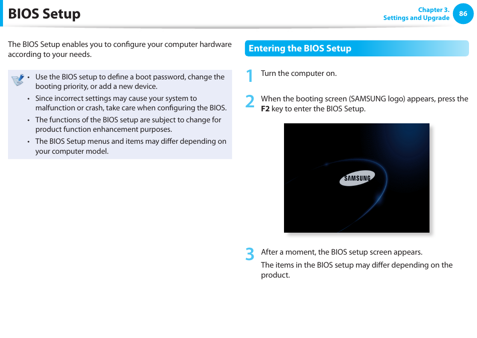 Bios setup | Samsung NP600B4C-A01US User Manual | Page 87 / 143